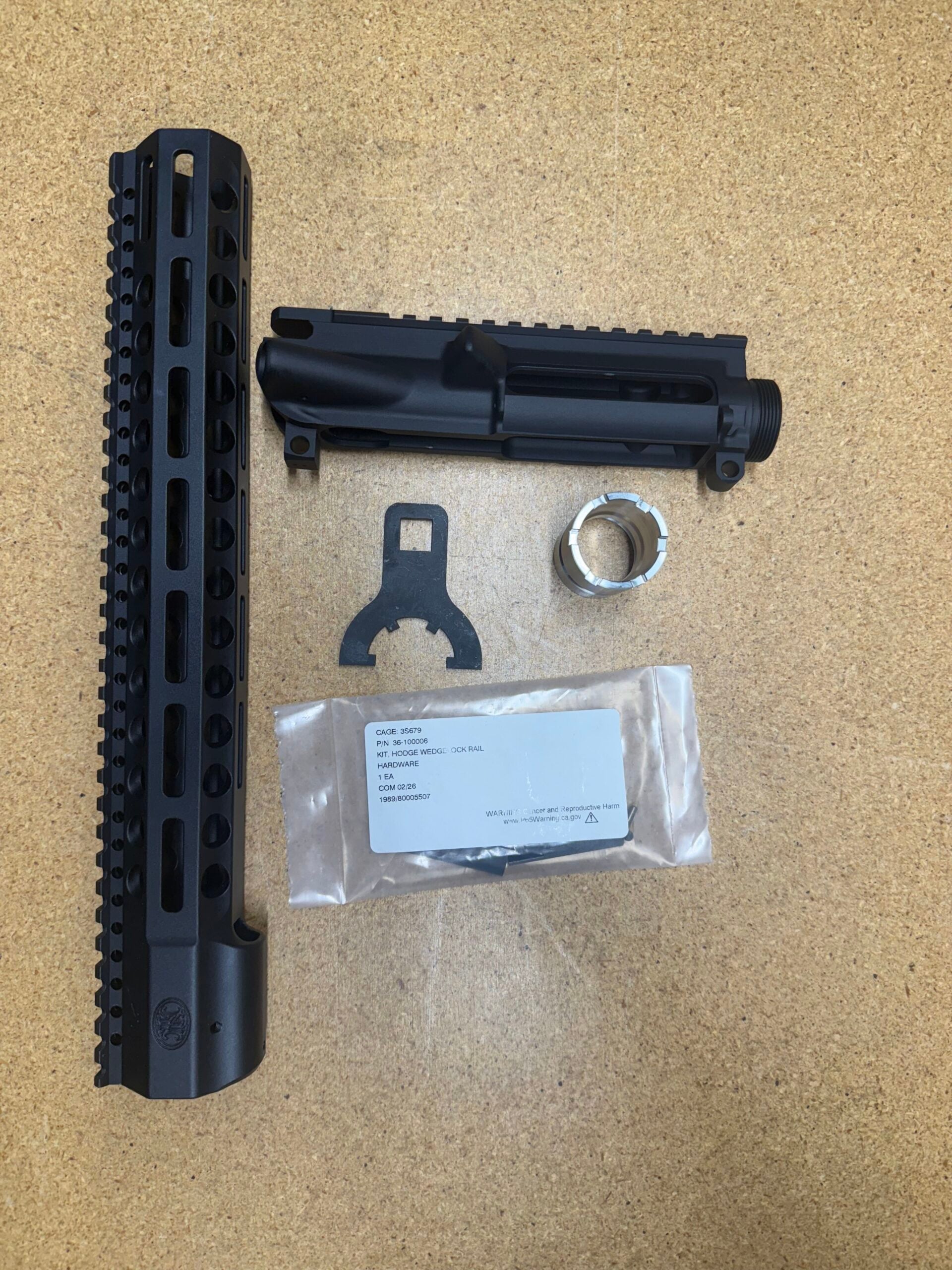 Surplus: New, Wedgelock Handguard 14.625" MLOK, Black w/ Stripped Upper Receiver